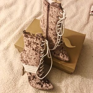 Charlotte Russe Velvet Bootie Heels